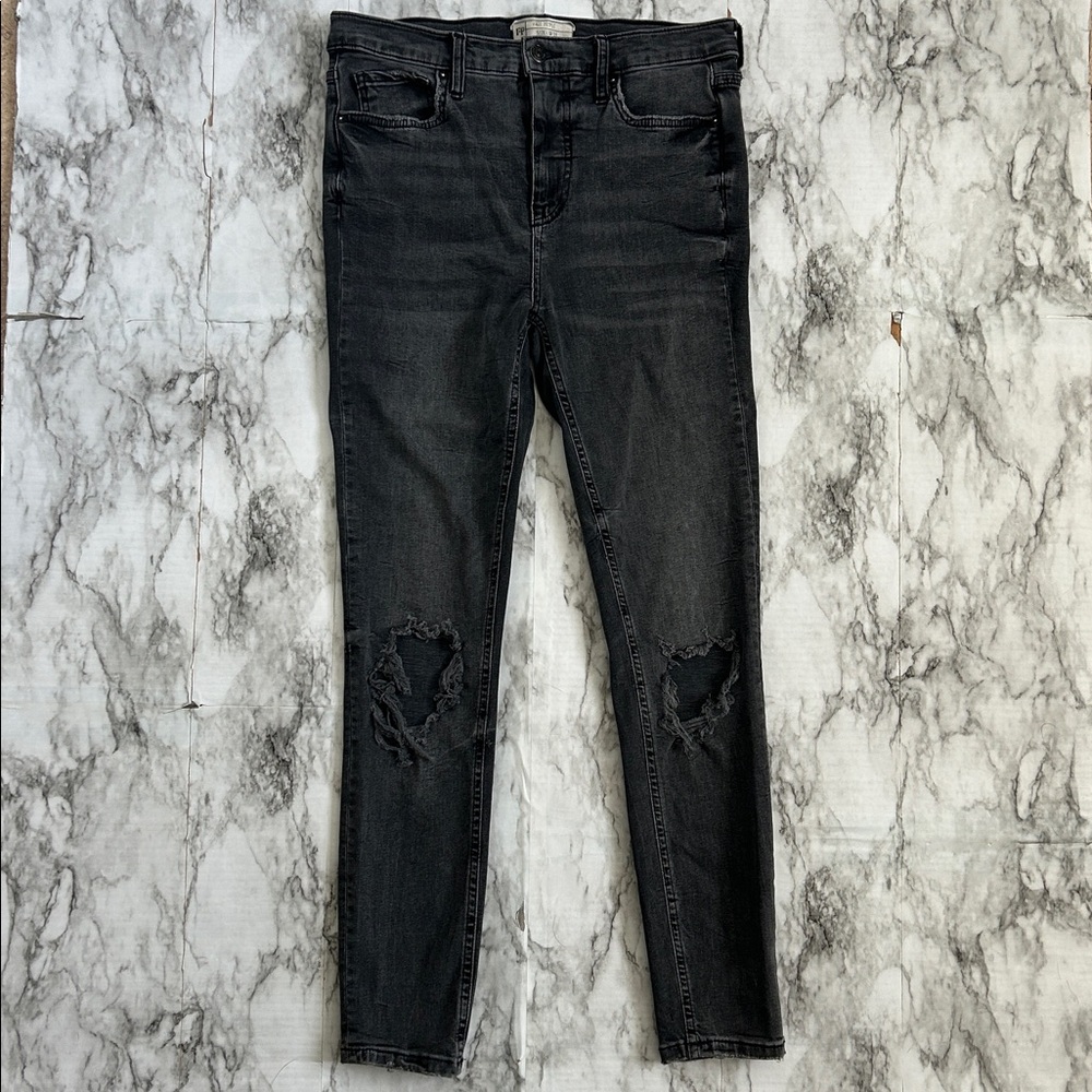 Free People | women’s size 28 High Rise Skinny black gray Jeans distressed